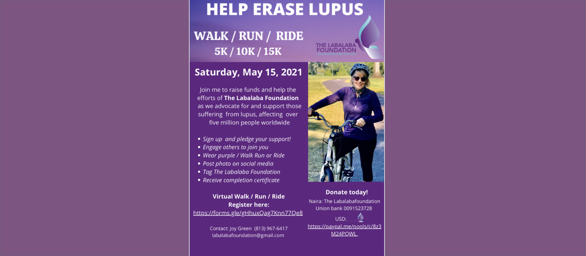 You are currently viewing Help Erase Lupus – WALK / RUN / RIDE